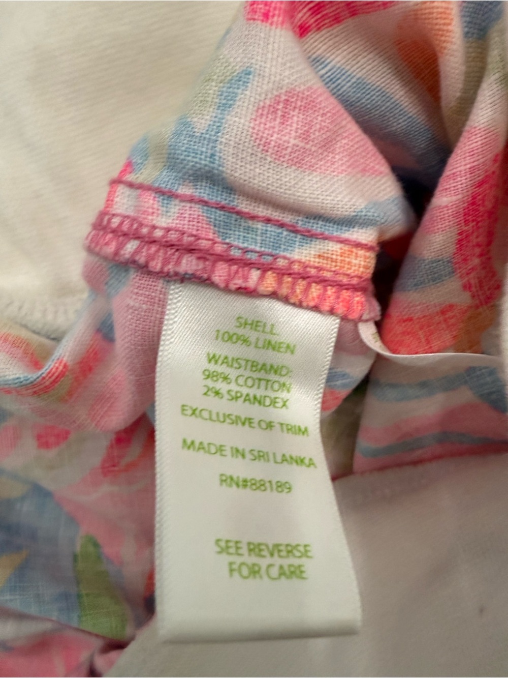 Lilly Pulitzer neon multicolor linen the beach pant w/ cotton drawstring waist - Picture 4 of 16